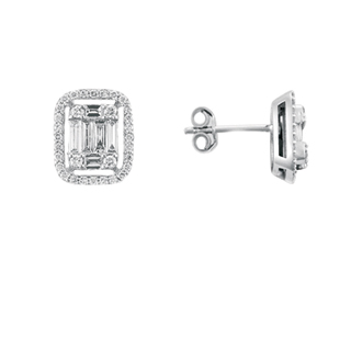 0,44ct Baget pırlanta küpe
