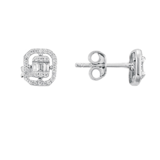 0,18ct Baget pırlanta küpe