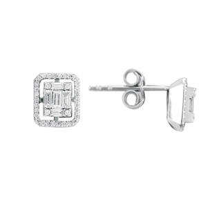 0,24ct Baget pırlanta küpe