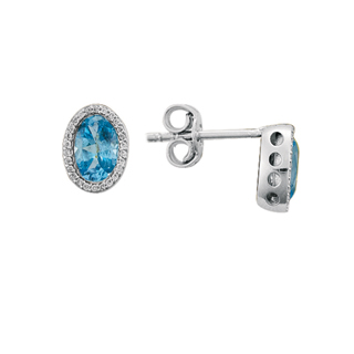 1,06ct Bluetopaz taşlı pırlanta küpe