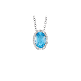 0,53ct Bluetopaz taşlı pırlanta kolye