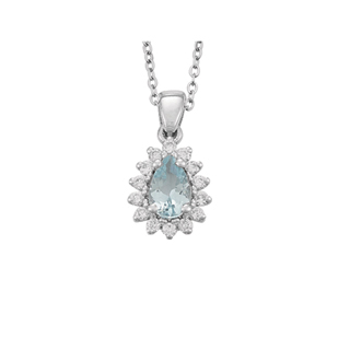 0,49ct Aquamarin taşlı pırlanta kolye