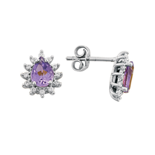 1,66ct Ametist taşlı pırlanta küpe