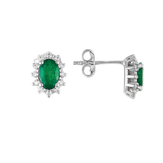 0,90ct Zümrüt taşlı pırlanta küpe