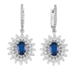 2,91ct Safir taşlı pırlanta küpe