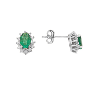 0,76ct Zümrüt taşlı pırlanta küpe