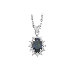 0,52ct Safir taşlı pırlanta kolye