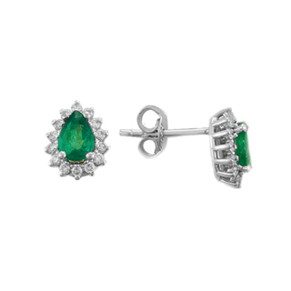 0,92ct Zümrüt taşlı pırlanta küpe