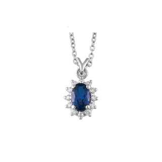 0,58ct Safir taşlı pırlanta kolye